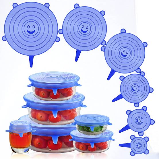 6-Piece Universal Silicone Lid Set – Spill Stopper & Suction Lid for Bowls, Pans, and Kitchen Tools