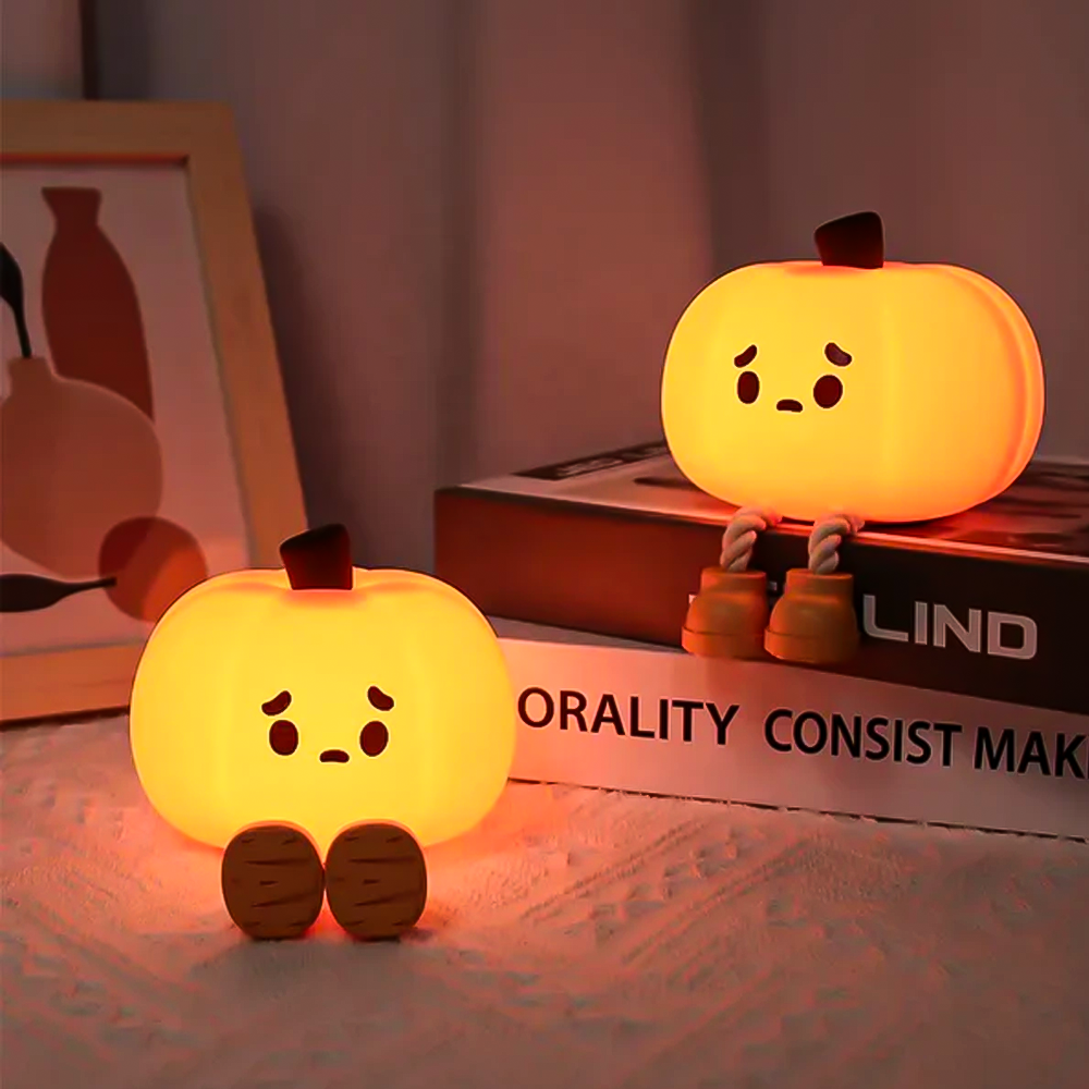 Cute Pumpkin Silicone Night Lamp – Soft Warm Light for Bedroom & Decor