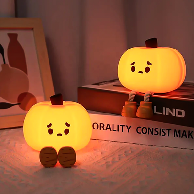 Cute Pumpkin Silicone Night Lamp – Soft Warm Light for Bedroom & Decor