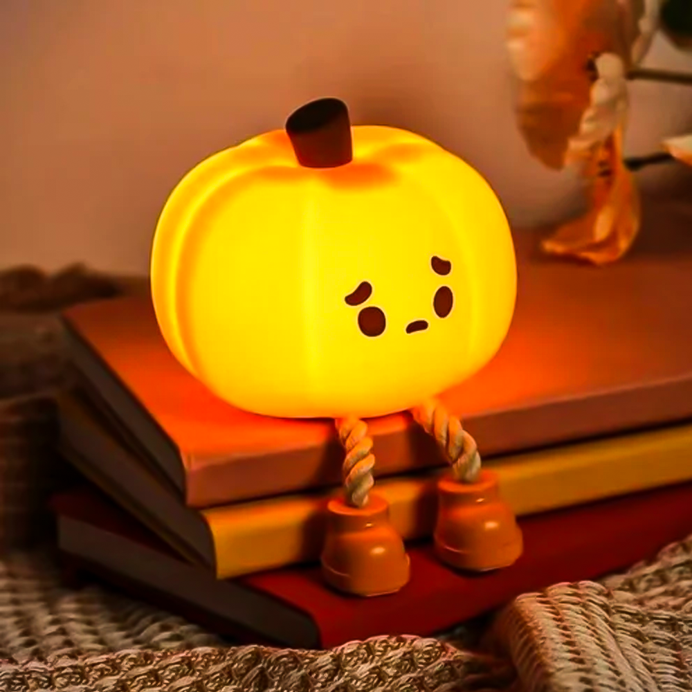 Cute Pumpkin Silicone Night Lamp – Soft Warm Light for Bedroom & Decor