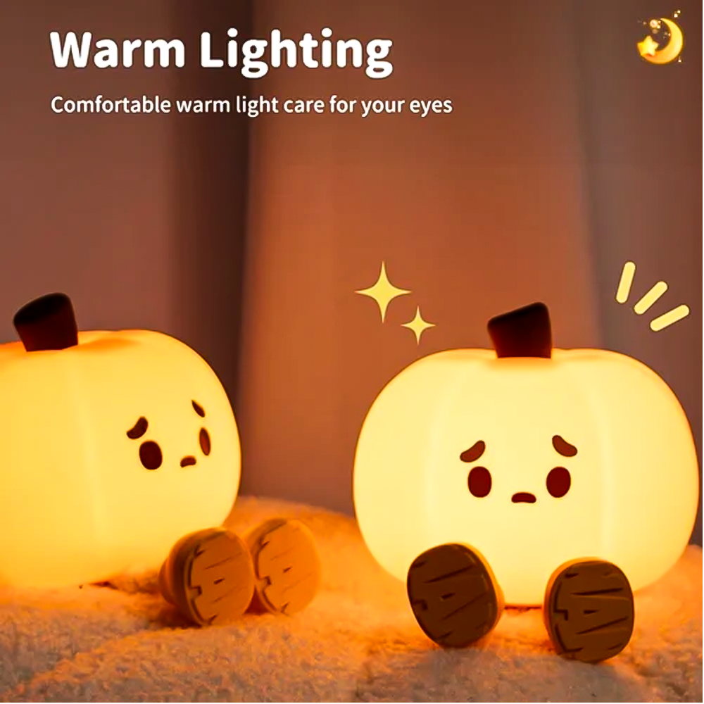 Cute Pumpkin Silicone Night Lamp – Soft Warm Light for Bedroom & Decor