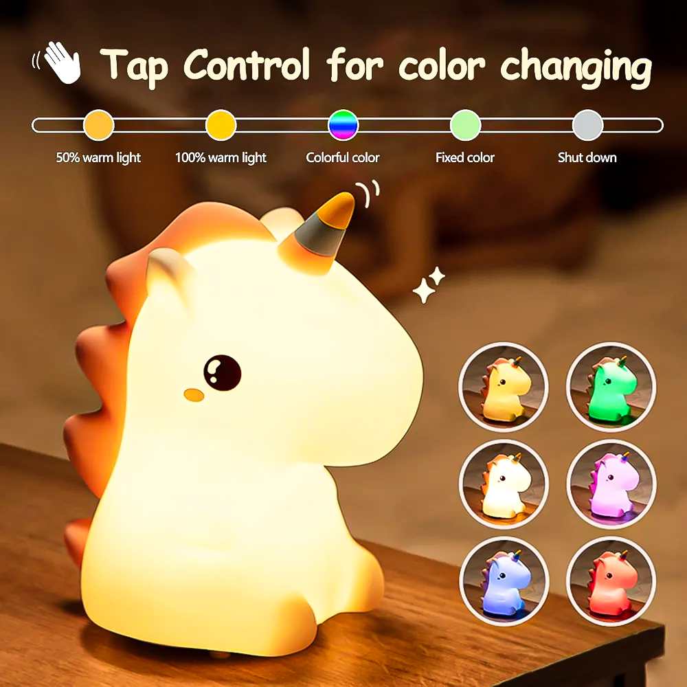 Magical Unicorn Silicone Lamp – Color Changing Night Light