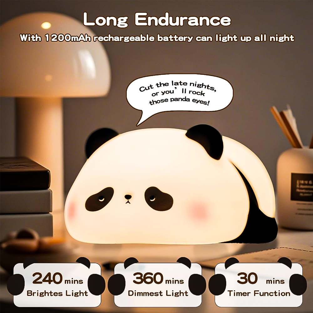 Cute Panda Silicone Night Lamp – Soft Glow Bedroom Light