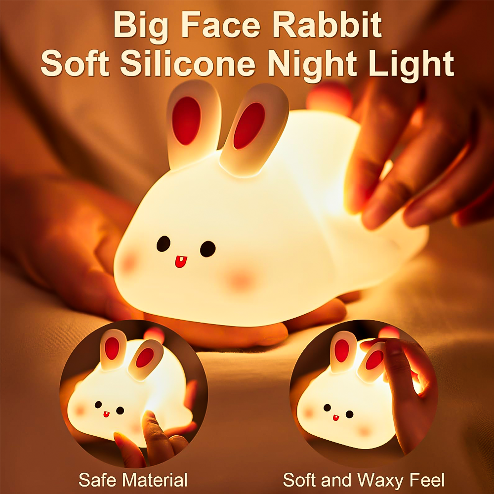 Adorable Bunny Silicone Night Light – Rechargeable & Touch Control