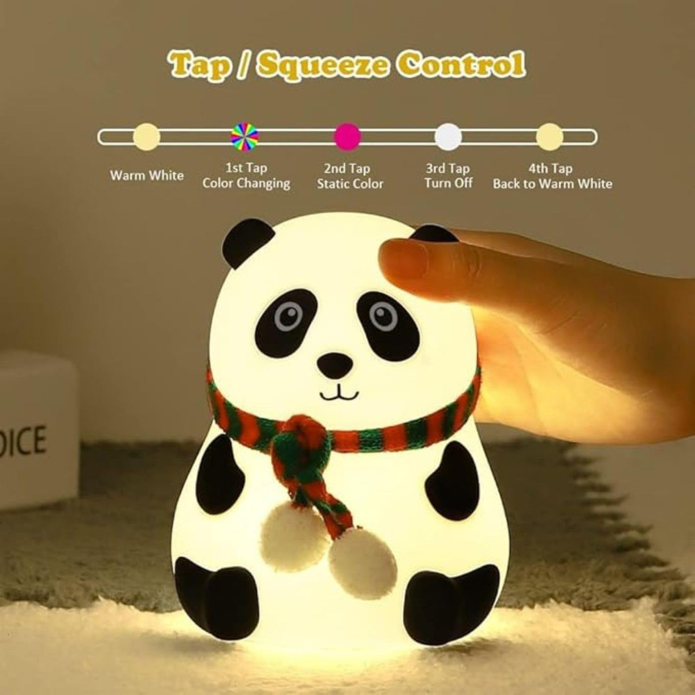 Panda LED Night Light – Rechargeable Soft Silicone Lamp for Kids & Home Decor