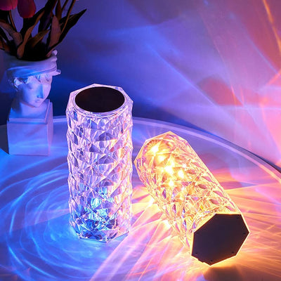 16-Color Diamond Rose Crystal Touch Lamp with Remote & USB Rechargeable